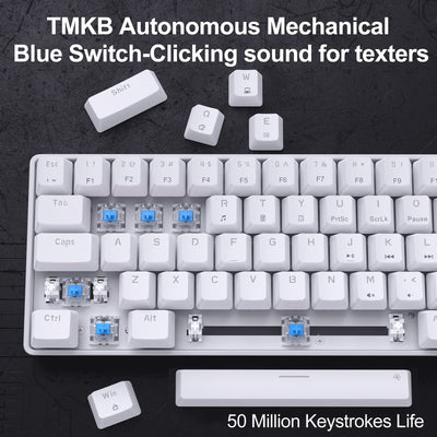 Dierya×TMKB T68se Gaming Mechanische Tastatur,60% Prozent Tastatur mit Blue Clicky Switch,Ultra-Compact Mini 68 Tasten Anti-Ghosting,Typ-C-Datenkabel,US Layout für PC Windows Gamer Typist