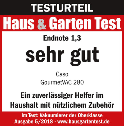 CASO GourmetVAC 280 - Vakuumierer - doppelte Schweißnaht - Kolbenpumpe (15L/min) und kraftvoller Motor - regulierbare Vakuumstärke & Schweißzeit- Inkl. 10 Beutel 20 x 30 cm