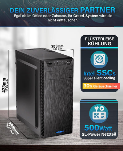 GREED® Ultra V2 PC mit Intel Core i7 12700KF - Schneller Rechner - Computer für Büro & Home Office mit 5,0 GHZ - 32GB RAM/Arbeitsspeicher - 1TB SSD + 1TB HDD - DVD+RW - USB 3.1 - WLAN, inkl Win 11 Pro