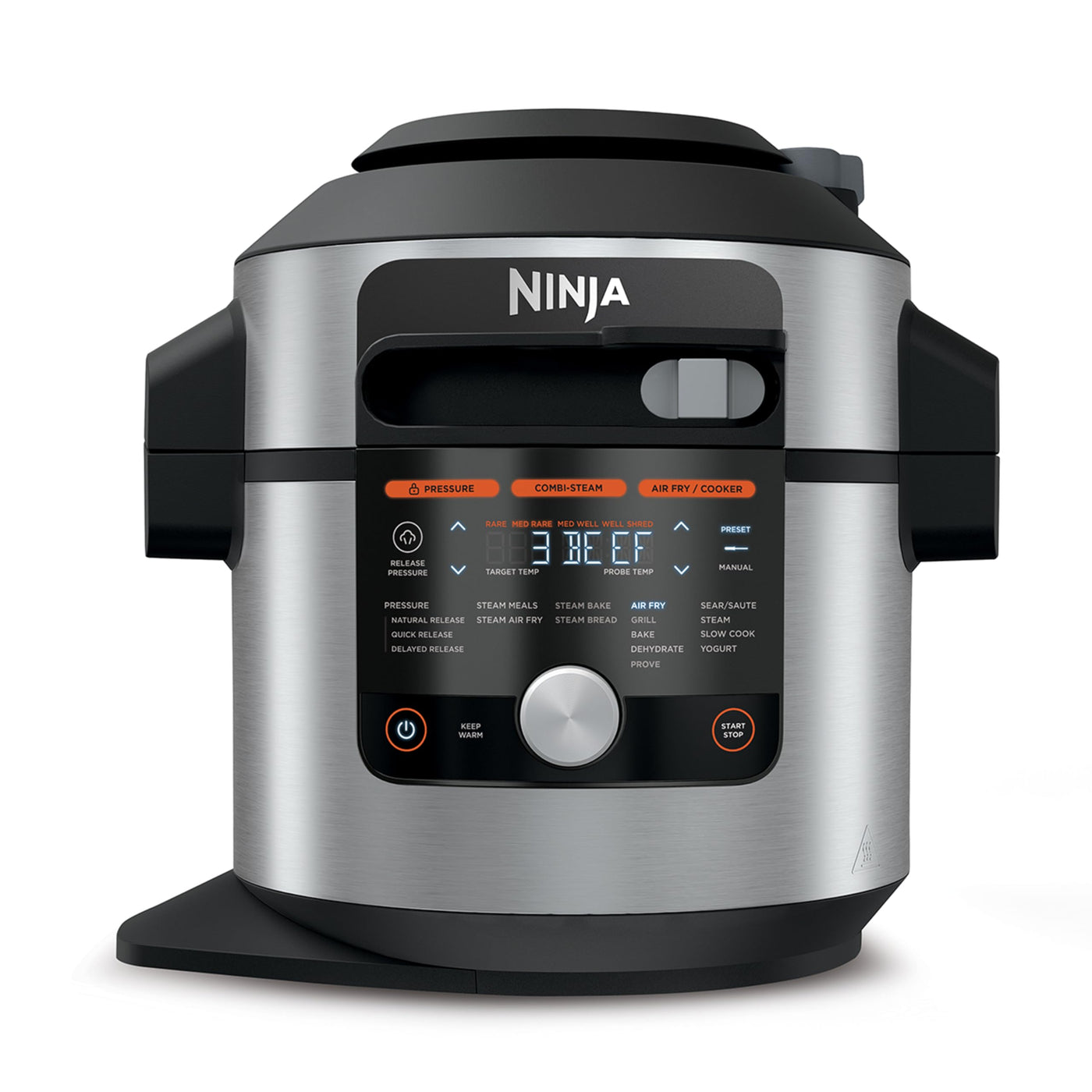 Ninja Foodi MAX Multikocher mit Smart Deckel, 7,5L, 14-in-1 Multicooker, Pressure Cooker Schnellkochtopf, Airfryer Heißluftfritteuse, Slow Cooker, digitaler Temperaturfühler, Edelstahl, OL750EU