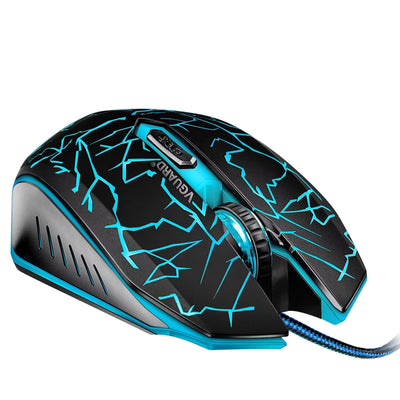 VGUARD Gaming Maus, Wired Hohe Präzision Optische Professionelle Wired Gaming Maus mit 6 Tasten/7-Modi LED Design für pro Gamer - Schwarz