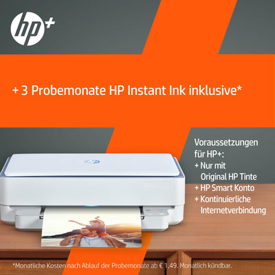 Imprimante multifonction HP ENVY 6010e, 20€ de cashback, 3 mois d'impression gratuite avec HP Instant Ink inclus, HP+, imprimante, scanner, copieur, WLAN, Airprint, bleu