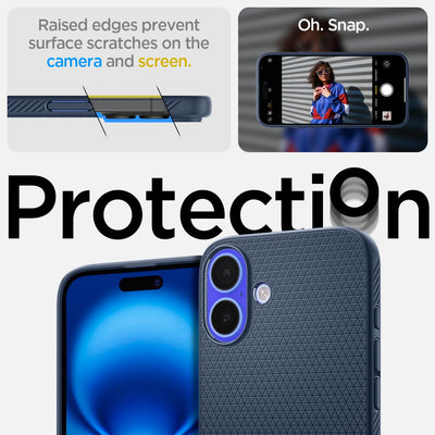 Spigen für iPhone 16 Plus Hülle [rutschfest] Liquid Air Case Handyhülle Schutzhülle Cover Dünn Slim -Navy Blue