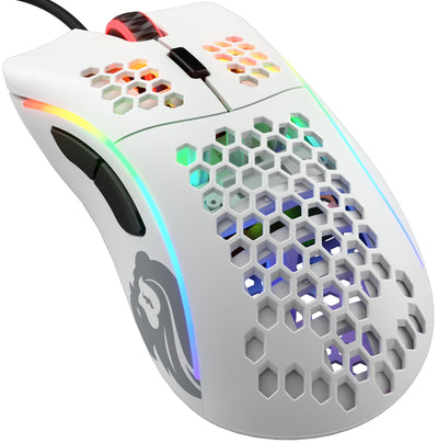 Glorious Gaming Model D Wired Gaming Mouse – superleichtes Wabendesign mit 68 g, RGB-Beleuchtung, ergonomisch, Pixart 3360 Sensor, Omron-Schaltern, PTFE-Füße, 6 Tasten – Mattweiß