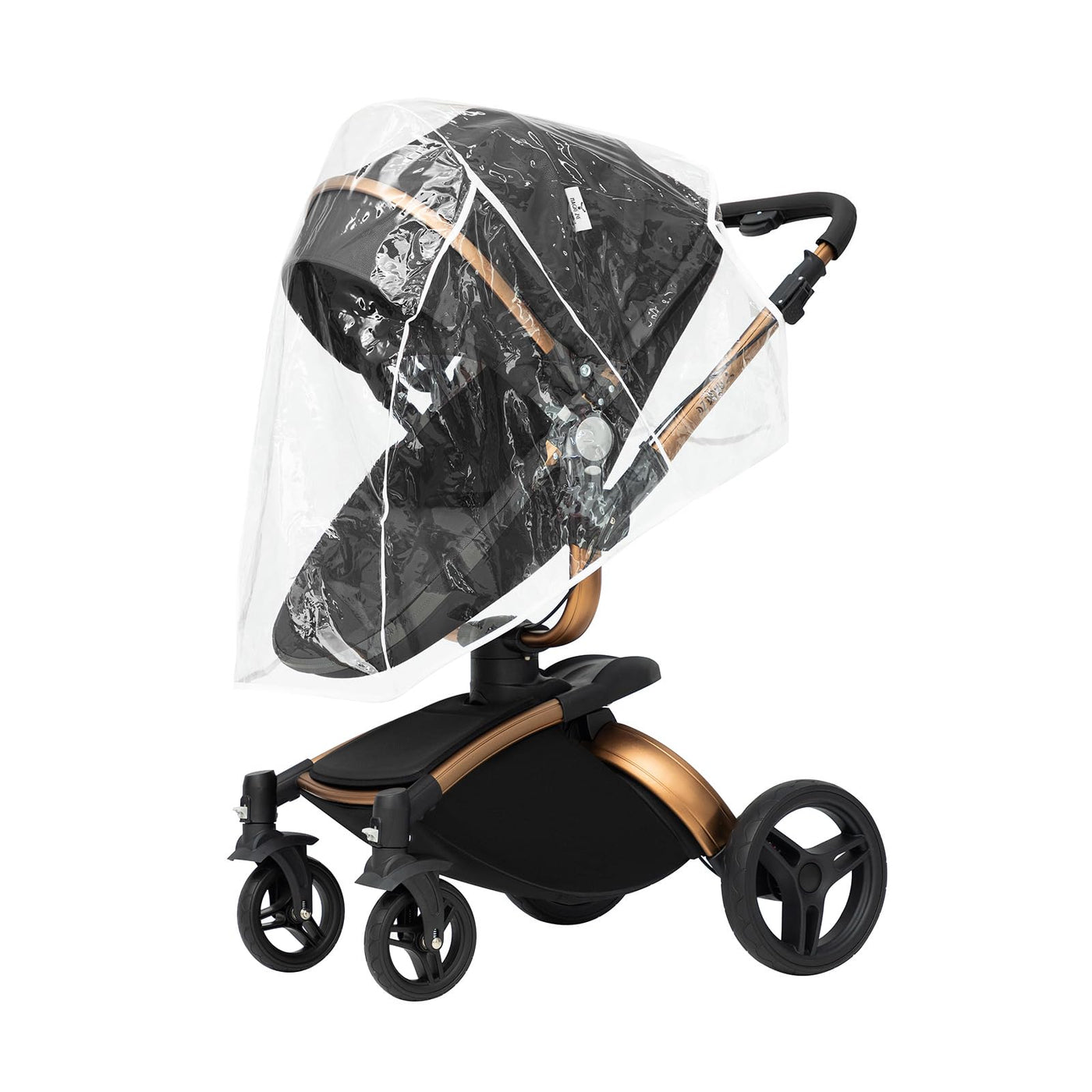 MoLi PU-Leder Kinderwagen 3 in 1, Kinderwagen mit 360° Drehbarem Cabrio-Sitz, Buggy mit Großer Bequemer Babywanne, Kombikinderwagen 3 in 1 Rahmen Aluminiumlegierung Faltbar Hohe Landschaft (906 Noir)