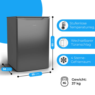 Bomann® Gefrierschrank 87L | Gefrierschrank klein mit Temperaturbereich ≤ -18°C | 3 Schubladen | Tiefkühlschrank mit wechselbarem Türanschlag | Freezer Tiefkühlschrank klein GS 7253 anthrazit-inox