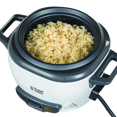 Russell Hobbs Reiskocher mini [small] 0,4l (Warmhaltefunktion, antihaftbeschichteter Gartopf, Reislöffel & Messbecher, ideal auch für Quinoa & Couscous, Reiswärmer) 27020-56, ‎Weiß/Schwarz