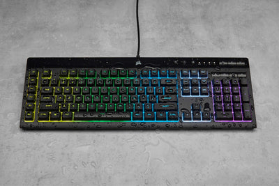 CORSAIR K55 RGB PRO Kabelgebundene Membrantastatur - IP42 staub- Und Spritzwassergeschützt - 6 Makro-Tasten Mit Elgato-Integration - iCUE-Kompatibel - QWERTZ DE - PC, Mac, Xbox - Schwarz