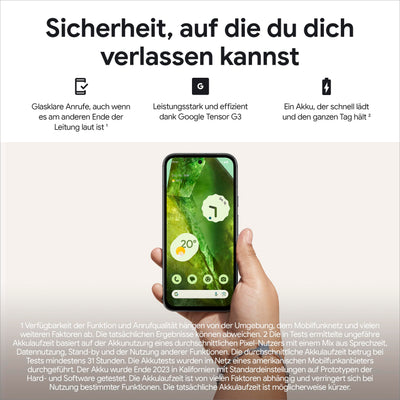 Google Pixel 8a: Android-Smartphone ohne SIM-Lock mit fortschrittlicher Pixel-Kamera, Langer Akkulaufzeit und leistungsstarken Sicherheitsfunktionen – Obsidian, 256GB