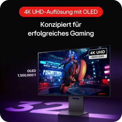 LG Electronics 32GS95UX-B.AEU Ultragear™ 4K-UHD Gaming OLED-Monitor 32" (80cm), 3840 x 2160, 0,03ms GtG, 480 Hz, HDR10, HDR™400 True Black, NVIDIA G-Sync™ Compatible, AMD FreeSync™ Premium Pro - Grau