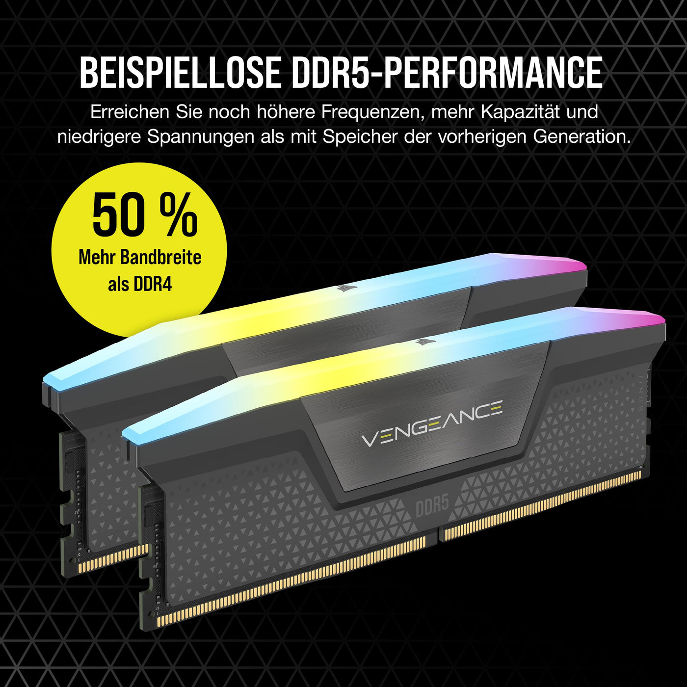 CORSAIR Vengeance RGB DDR5 64GB (2x32GB) DDR5 6000MHz CL30 AMD Expo Intel XMP iCUE Kompatibler Computerspeicher - Grau (CMH64GX5M2B6000Z30)