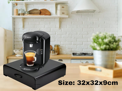 EXZACT Kaffeekapselschublade, kompatibel mit Tassimo, Schublade wird nicht von Tassimo verkauft oder hergestellt, maximale Kapazität: Aufbewahrung von 64 Kaffeepads, Ständer, Halter