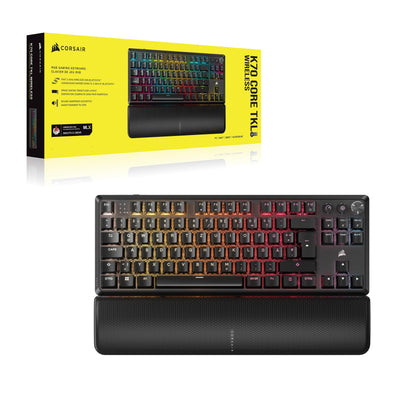 Corsair K70 CORE TKL Wireless RGB Mechanische Tenkeyless-Gaming-Tastatur – Vorgeschmierte MLX Red v2 Linear Switches – Zweischichtige Schalldämpfung – ABS Keycaps – QWERTZ DE – Schwarz