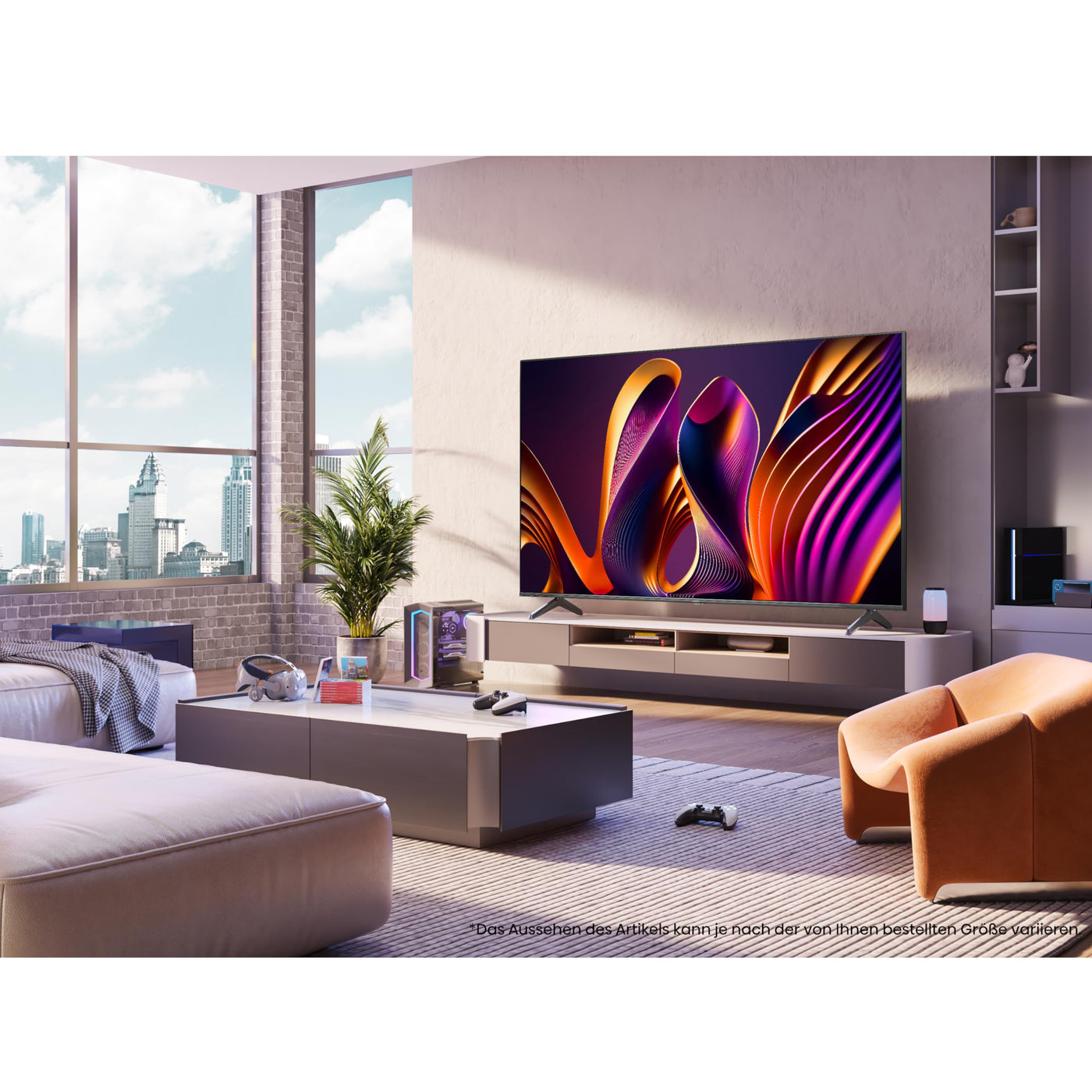 Hisense 55E7NQ Pro 139 cm (55 Zoll) Fernseher, 4K UHD, QLED, Smart TV, Total HDR, Dolby Vision IQ Atmos, 144Hz (VRR), HDMI 2.1, Game Mode PRO, Triple Tuner, Alexa Built-In, Dunkelgrau, [2024]