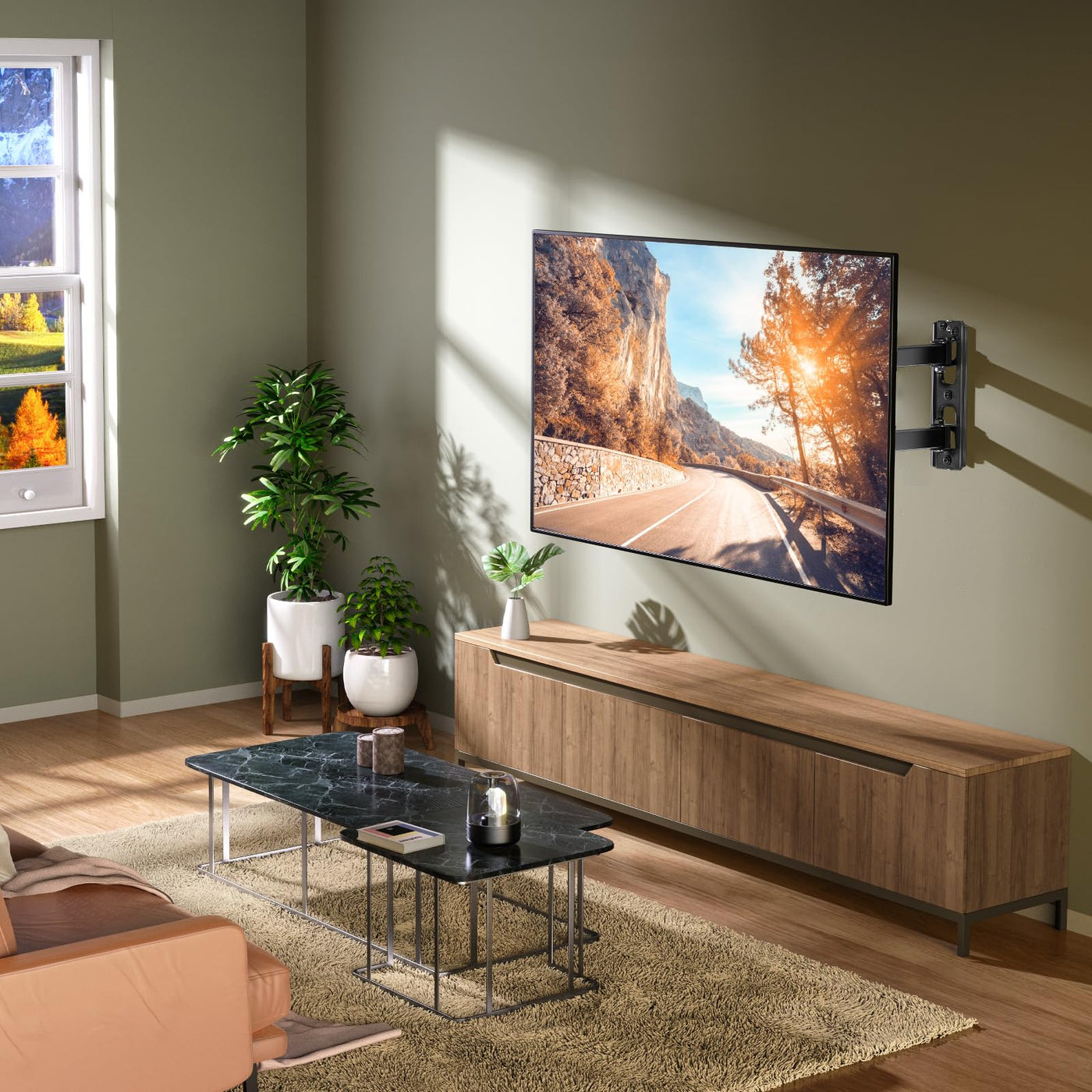 Perlegear TV Wandhalterung, Schwenkbare Neigbare TV Halterung für 26-60 Zoll Flach&Curved Fernseher bis zu 45Kg, max.VESA 400x400mm