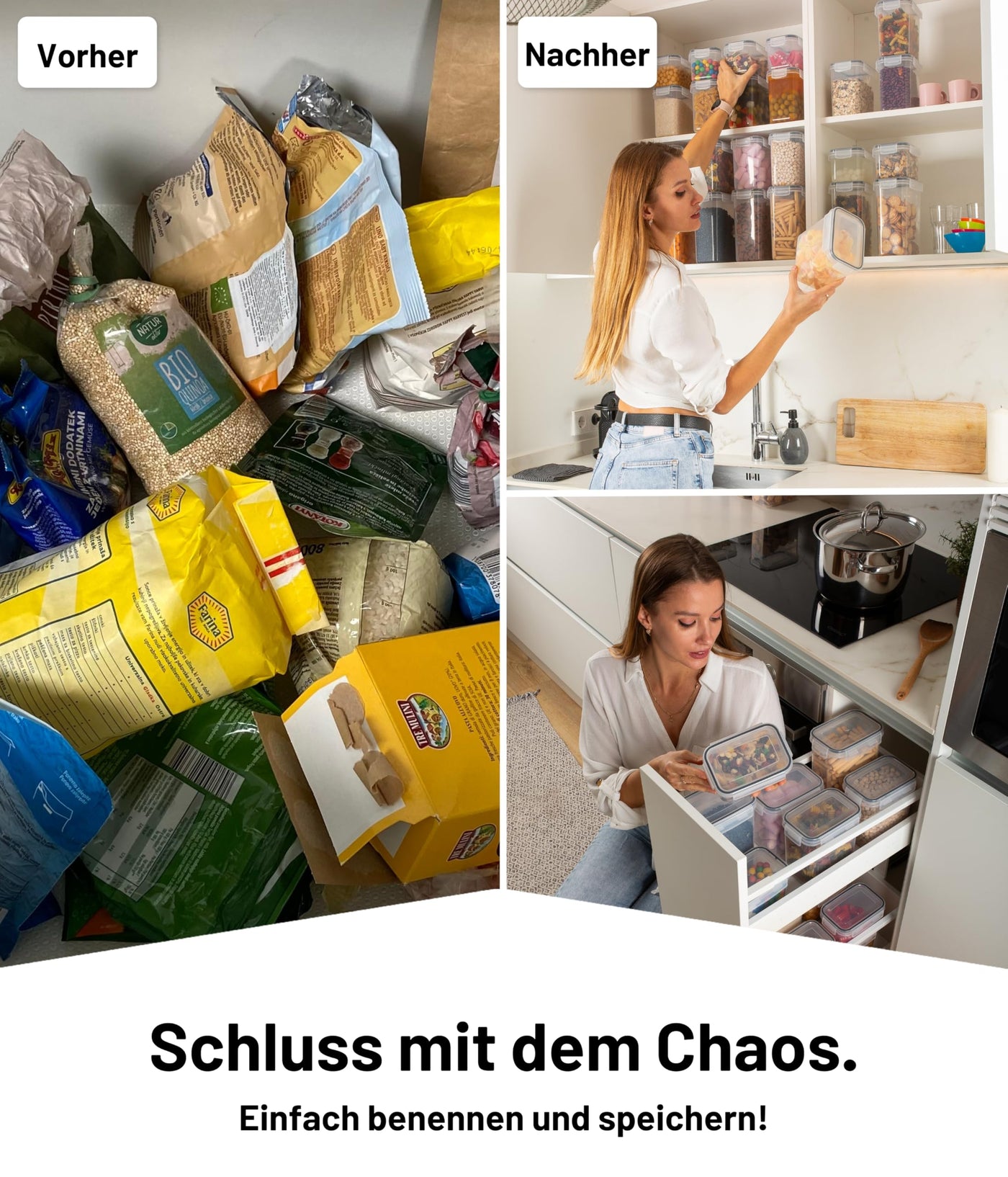 Deco haus® Vorratsdosen mit Deckel luftdicht 24er Set - Aufbewahrungsbox Küche mit Deckel - Vorratsbehälter Küche Aufbewahrung & Organisation - Kitchen Storage & Organisation - Für Nudeln, Müsli, Mehl