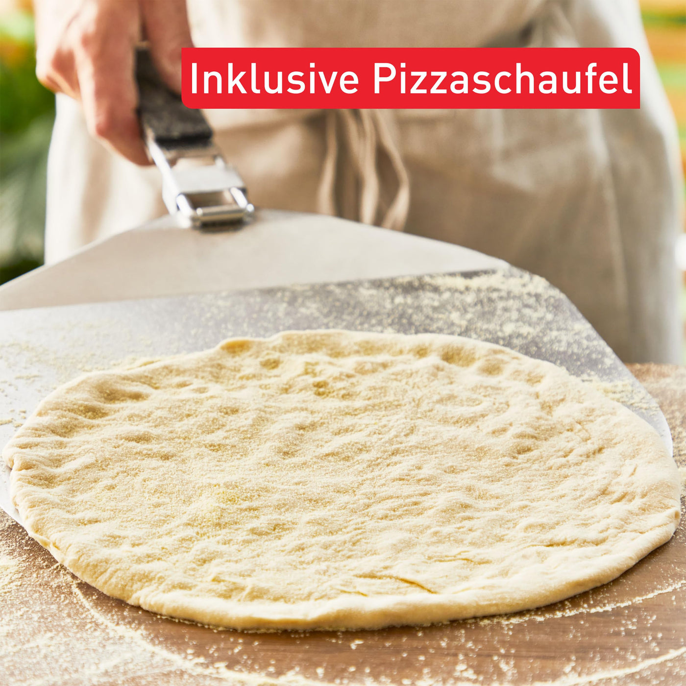 Tefal Pizza Pronto Gas-Pizzaofen für den Außeneinsatz, bis 400 °C, Temperaturregler, Ein-/Ausschalter, Steuerung des Drehsteins, kompakt, inkl. Pizzaschieber, Edelstahl, JM413015