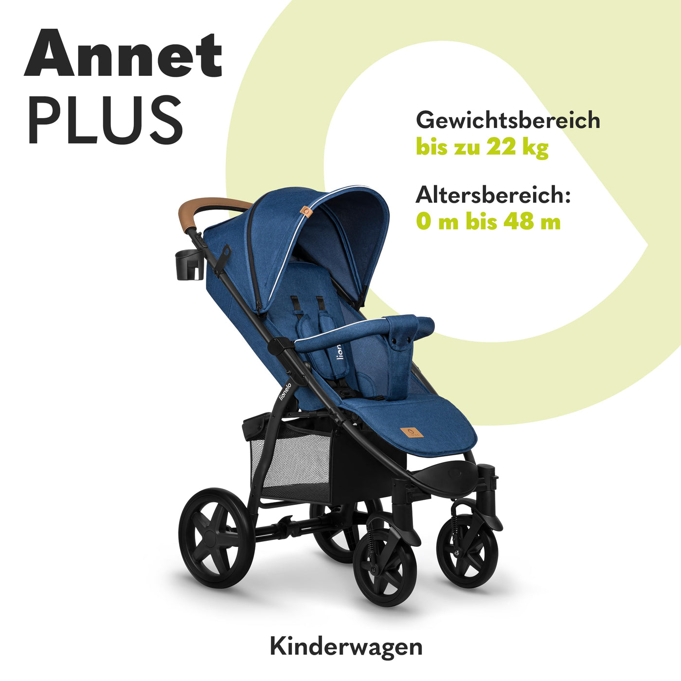 LIONELO Annet Plus Buggy bis 22 kg mit Liegefunktion, Kinderwagen klein zusammenklappbar mit Zubehör, Eva-Schaum-Räder, Moskitonetz, Fußdecke Getränkehalter, Korb