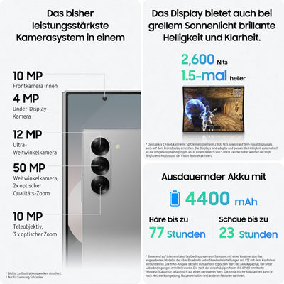 Samsung Galaxy Z Fold6 AI-Smartphone, Simlockfreies Handy ohne Vertrag, 512 GB Speicher, Lange Akkulaufzeit, Silver Shadow + Buds3 Pro Kabellose Bluetooth-Kopfhörer, Active Noise Cancelling (ANC)