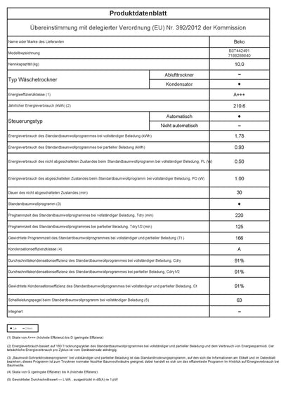 Beko B3T442491 Wärmepumpentrockner 10 kg, SteamCure - Dampffunktion, Allergikergeeignet, Aquawave Schontrommel, Hygiene Trocknen & Hygiene Auffrischen, 15 Programme, Weiß