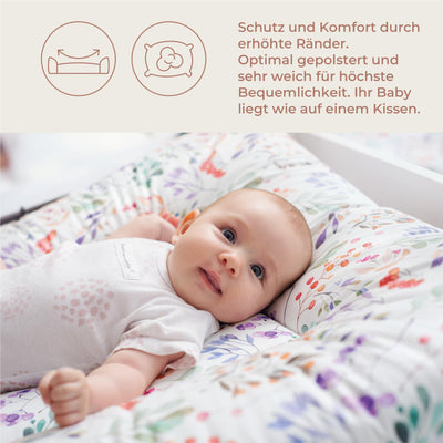 Ceba Baby® weiche Wickelauflage 75x72 cm - Baby Wickelunterlage - Wickeltischauflage für Junge und Mädchen - Wasserdicht, abwaschbar - OEKO-TEX® Standard 100 - Made in EU - Luftballons