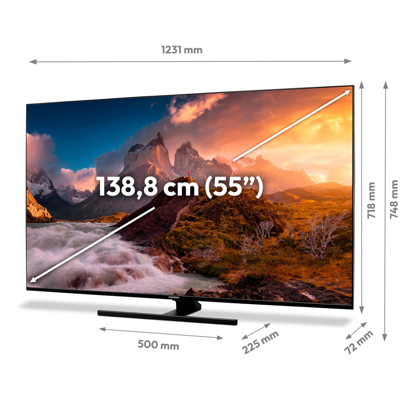 MEDION X15574 (MD 30987) 138,8 cm (55 Zoll) QLED Fernseher (Smart TV, 4K, Dolby Vision HDR, Dolby Atmos, Subwoofer, Netflix, Prime Video, PVR, Bluetooth, MEMC, Micro Dimming)