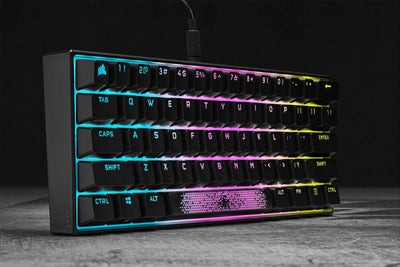 Corsair K65 RGB MINI 60% Mechanische Gaming-Tastatur (Anpassbare RGB-Beleuchtung einzelner Tasten, CHERRY MX SPEED-Tasten, PBT-Double-Shot-Tastenkappen, AXON-Technologie) QWERTZ, Schwarz