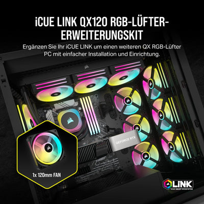 Corsair iCUE LINK QX120 RGB 120mm Magnetic Dome RGB Lüfter - Schwarz