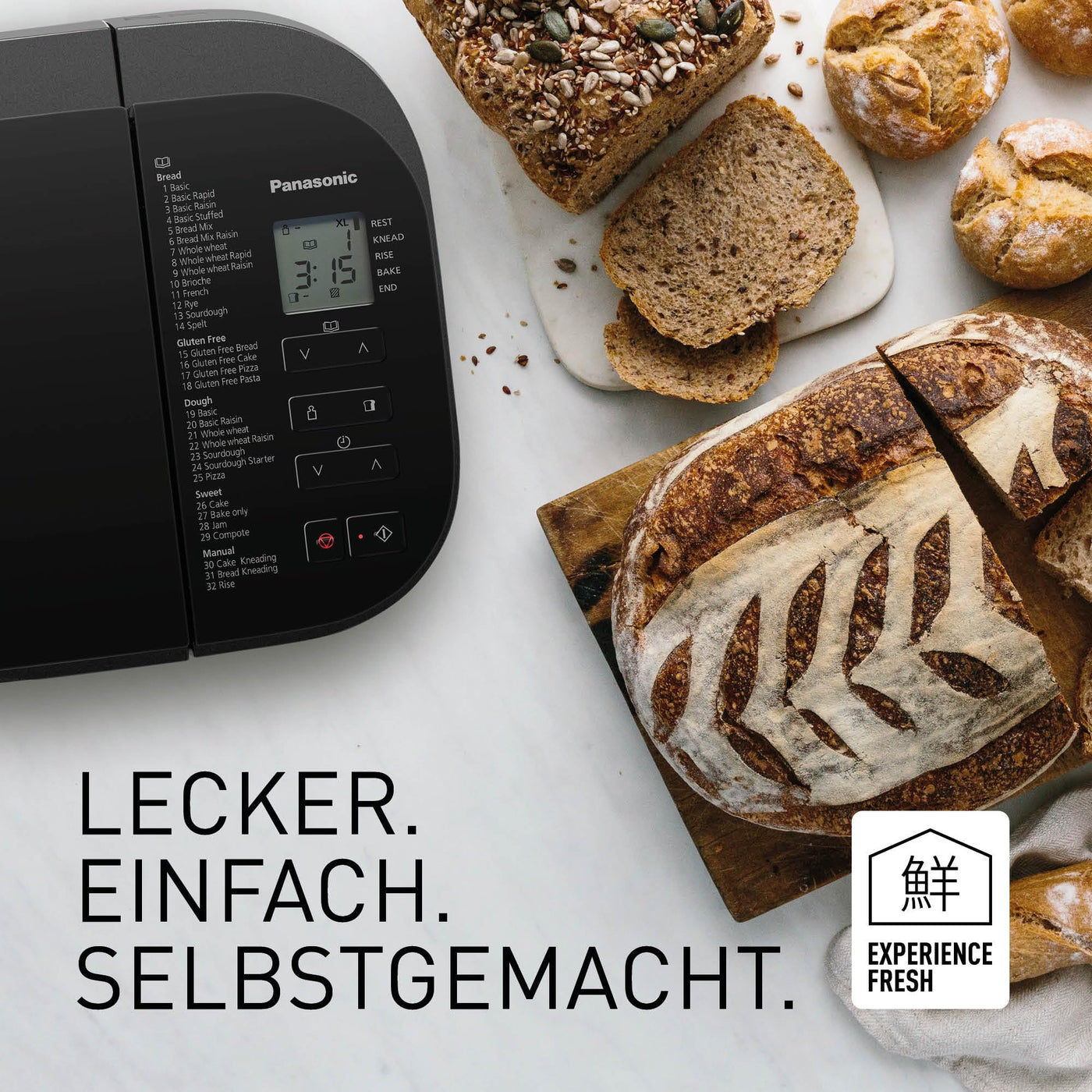 Panasonic SD-YR2540 Premium Grau Vollautomatischer Brotbackautomat, horizontales Design und Hefespender, 32 automatische Programme, zwei Temperatursensoren, 13-Stunden-Zeitvorwahl, Grau