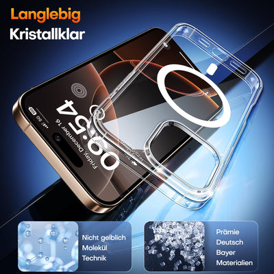 TAURI 5 in 1 für iPhone 16 Pro Max hülle, Handyhülle für iPhone 16 Pro Max Case,[Kompatibel mit MagSafe] [Vergilbt Nicht] Schlanke, Stoßfeste Telefon Hülle - Magnetisch Transparent