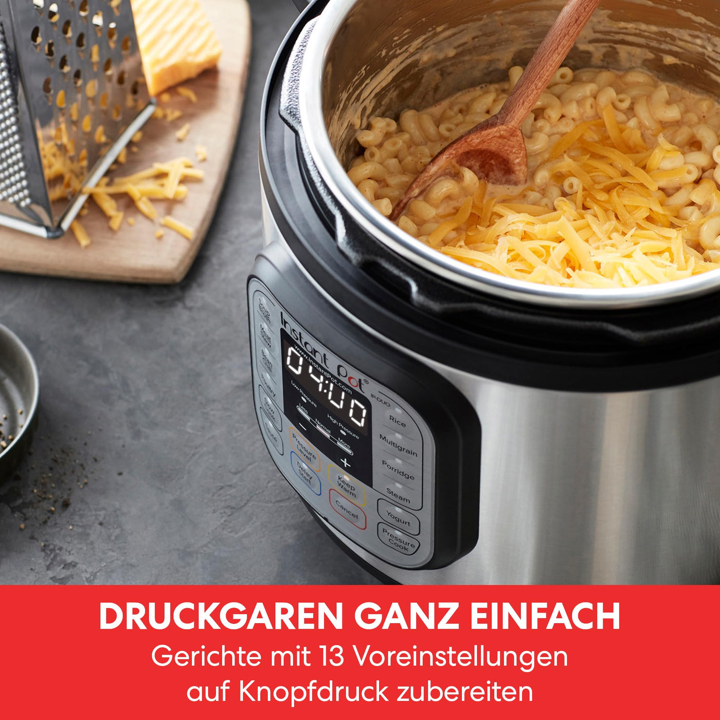 Instant Pot Duo 7-in-1 Smart Cooker 5,7 L - Schnellkochtopf, Schongarer, Reiskocher, Sautierpfanne, Joghurtbereiter, Dampfgarer und Speisewärmer, Schwarz/Rostfreier Stahl