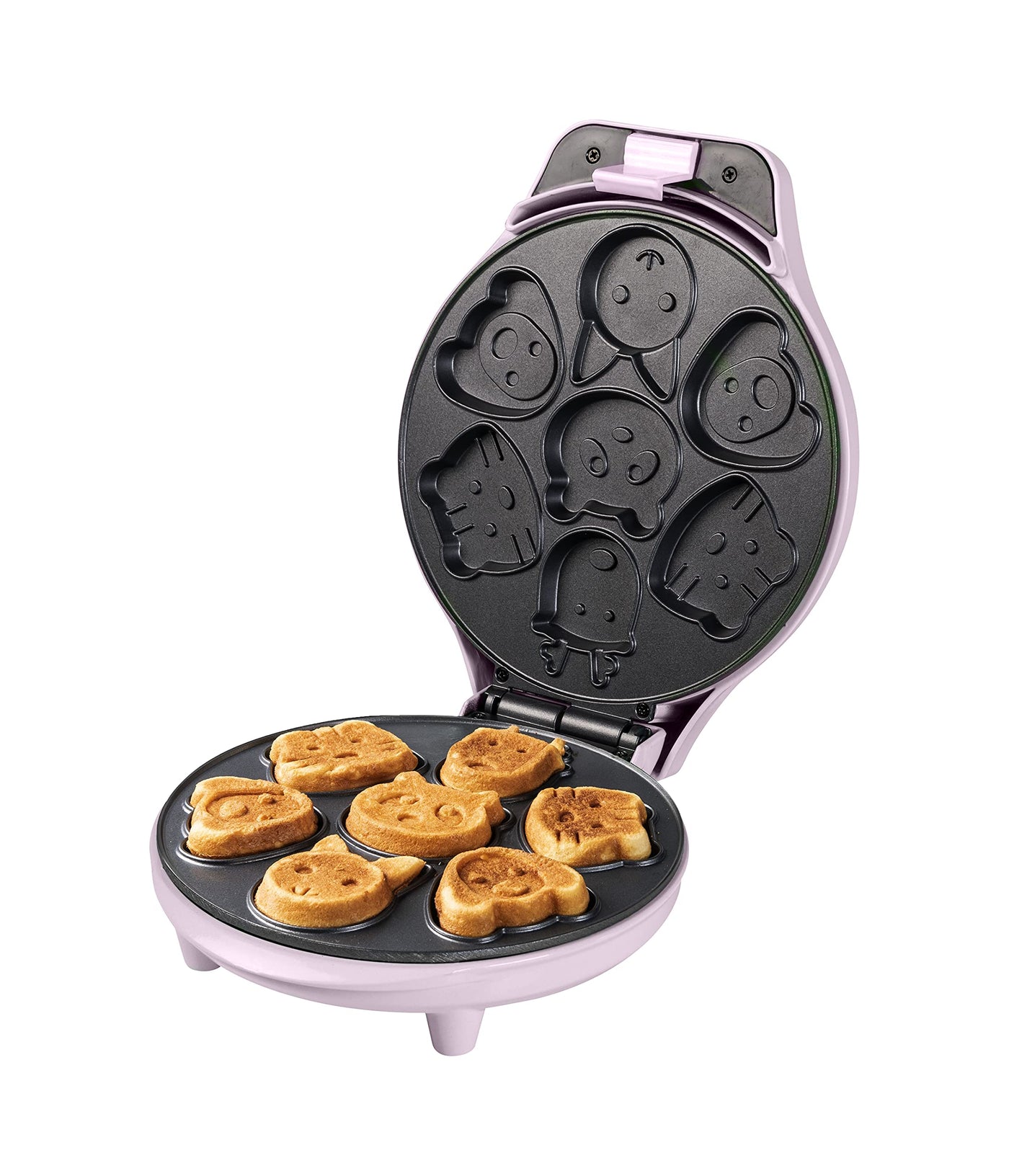 Bestron Waffeleisen für Mini-Cookies-Maker in Tiermotiven, Waffeleisen für Waffel-Kekse, mit Backampel & Antihaftbeschichtung, 700 Watt, Farbe: Rosa