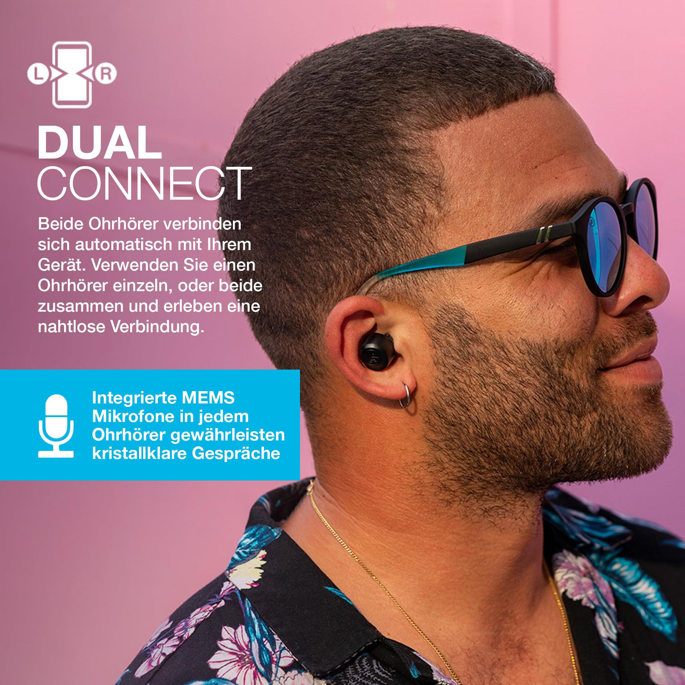 JLab Go Air Pop In Ear Kopfhörer kabellos Bluetooth, True Wireless Kopfhörer, 32+ Std Headphones, kabellose Ohrhörer, Earbuds mit Mikrofon, USB Ladebox, Dual Connect, EQ3 Sound, Schwarz