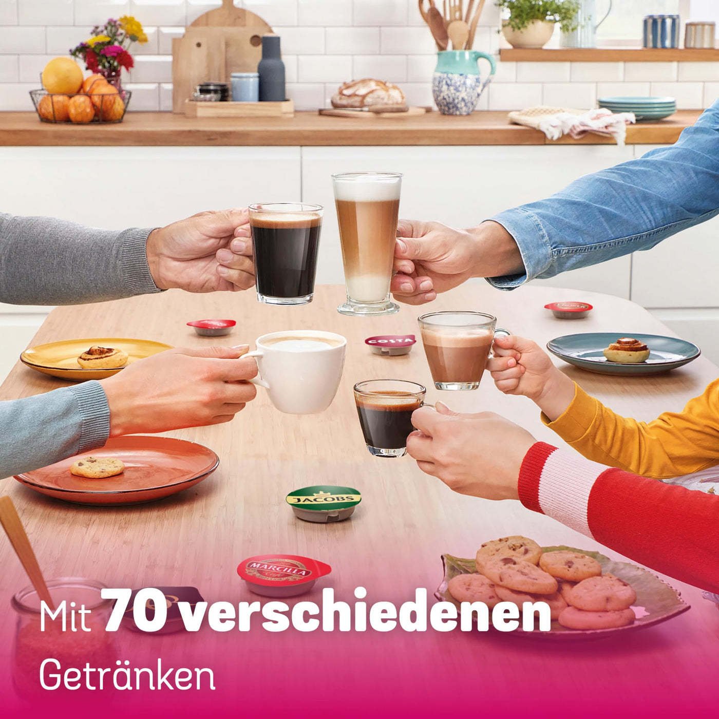 Bosch Tassimo happy friendly Kapselmaschine TAS102EA, über 70 Getränke, geeignet für alle Tassen, Abschaltautomatik, nachhaltig, 1 x Entkalkungstabletten, platzsparend, 1400 W, schwarz