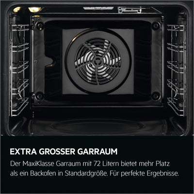 AEG Einbaubackofen – Serie 5 Ringheißluft: Gleichmäßige Garergebnisse auf 3 Ebenen – Pyrolyse Selbstreinigung – 45 Automatikprogramme – LED-Touchdisplay – Schnellaufheizung – Schwarz – TU5PB40WSK