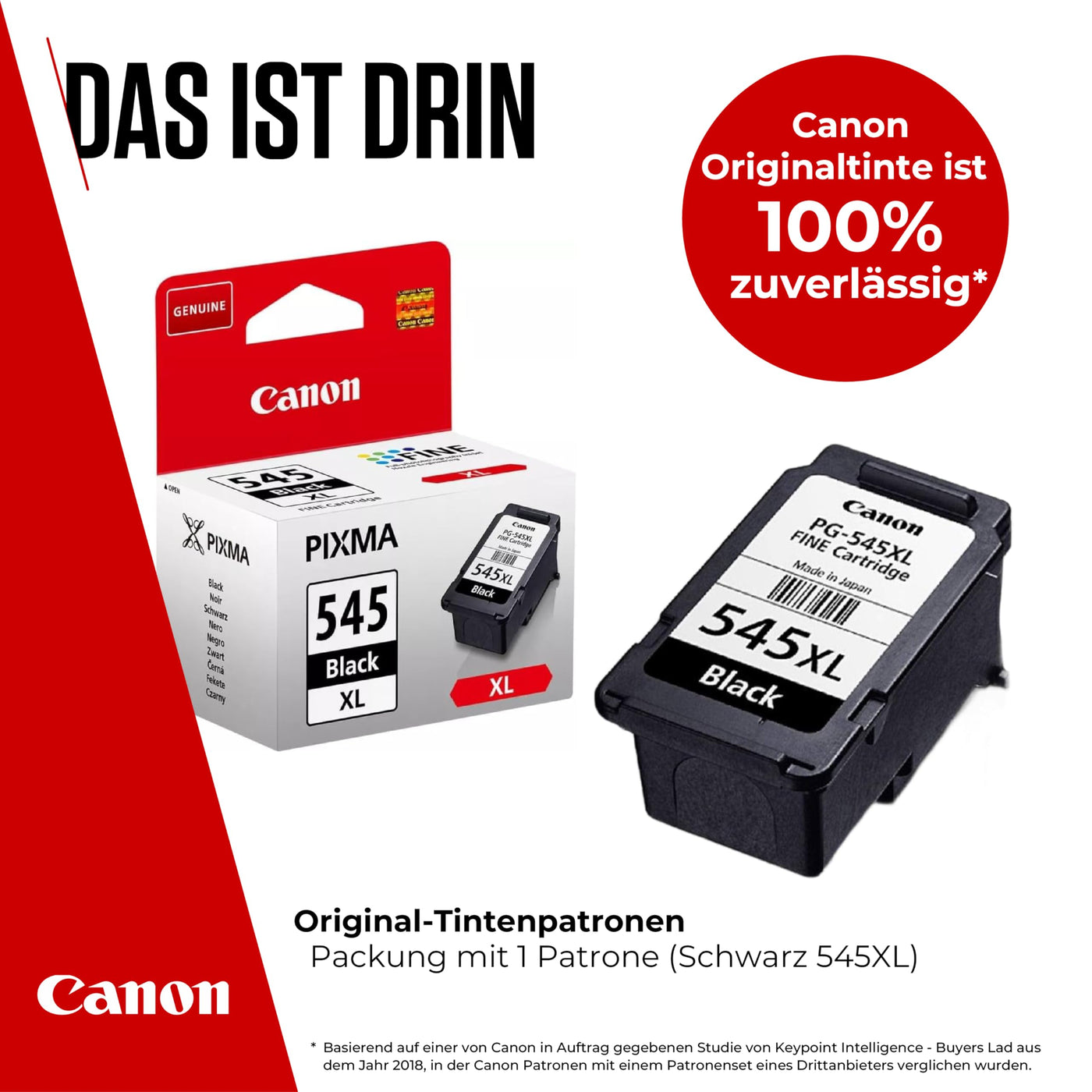 Canon Tinte - PG-545XL Original Tinte Schwarz mit hoher Reichweite - Druckt bis zu 400 A4-Seiten (1 x Patrone) - Kompatibel PIXMA Druckern