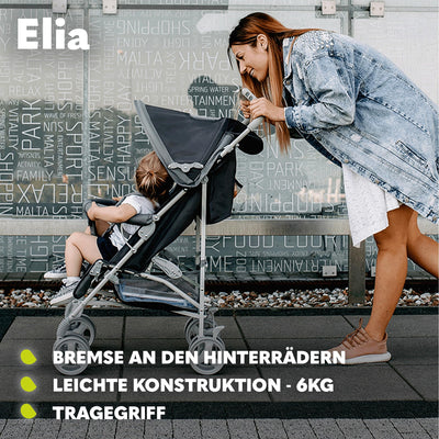 LIONELO Elia Buggy Klein Zusammenklappbar Kinderwagen Bis 15 Kg, Rücken Und Fußstützenverstellung Hinterradbremse, Moskitonetz, Beinwärmer, Einkaufskorb