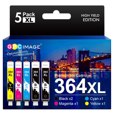 GPC IMAGE 364XL Multipack Kompatible für HP 364 Druckerpatronen für HP Photosmart 5520 5510 5520 5524 Deskjet 3520 Officejet 4622 4622 5510 5520 5524 6520 5515 7520 (5er-Pack)