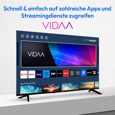 MEDION X15517 (MD 31642) 138,8 cm (55 Zoll) Fernseher (Smart-TV, 4K Ultra HD, HDR, VIDAA Store, Netflix, Prime Video, Disney+, DAZN, Paramount+, HbbTV, PVR, Bluetooth)