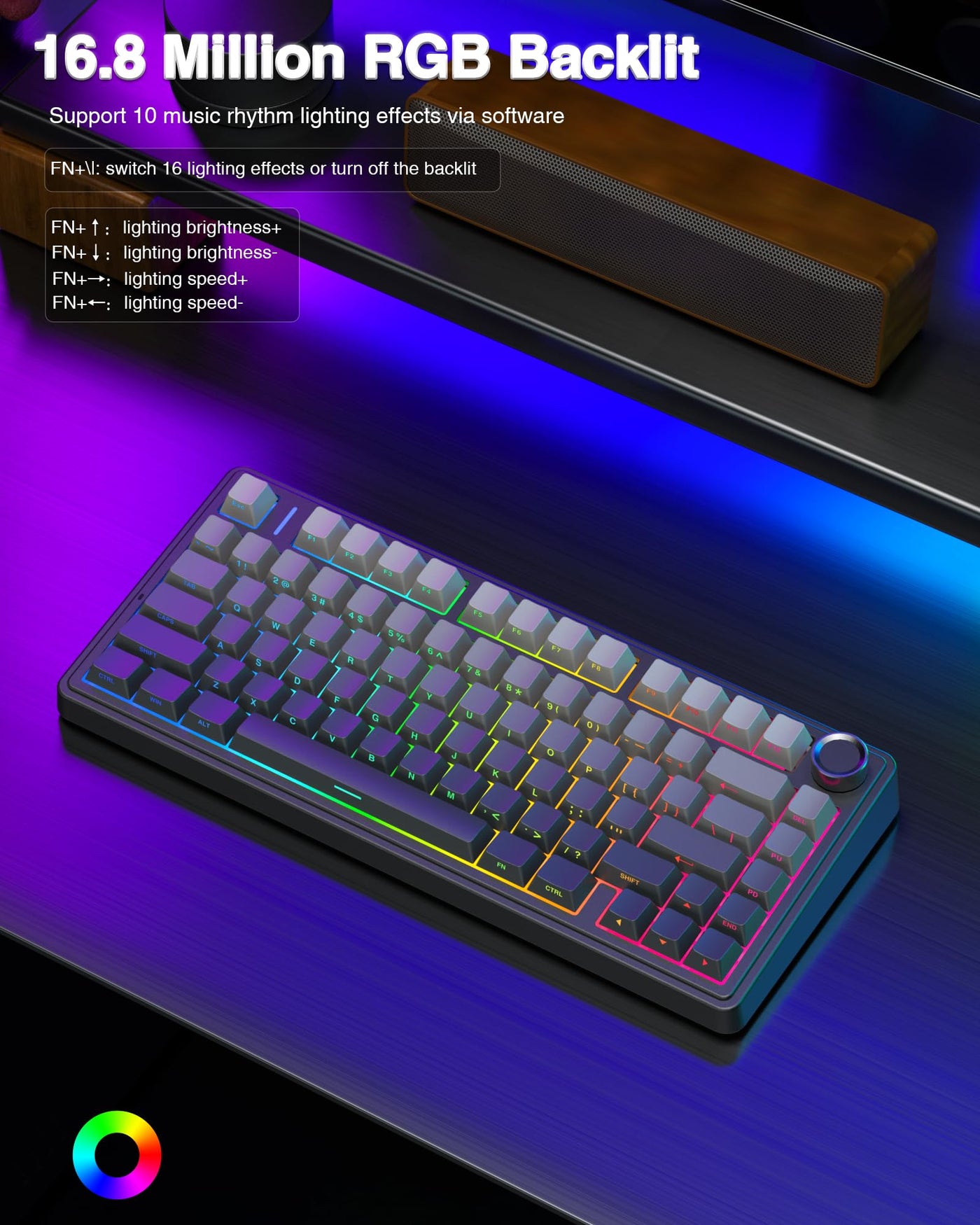 AULA F75 Pro Mechanische Tastatur Gaming,2.4GHz/Type-C/BT5.0 Kabellos Gaming Tastatur 75 Prozent,Seitlich Graviert,Gasket Struktur,Hot-Swap Wireless Tastatur RGB,QWERTY(Farbverlauf Grau)