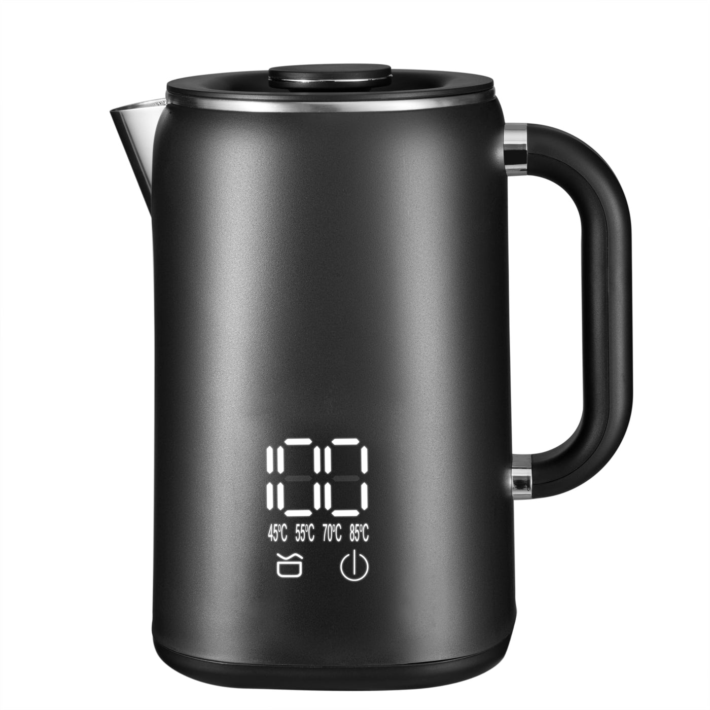 Lehmann Edelstahl Wasserkocher mit Temperaturhaltung, 1,7 Liter, Temperaturkontrolle 45-100℃, Edelstahl Teekocher mit Thermostat und Touch-Display, Anti-Fingerprint, BPA frei, schwarz