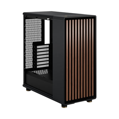 Fractal Design North Charcoal Black - Wood Walnut Front - Mesh Side Panels - Two 140mm Aspect PWM Fans Included - Intuitive Interior Layout Design - ATX Mid Tower PC Gaming Case