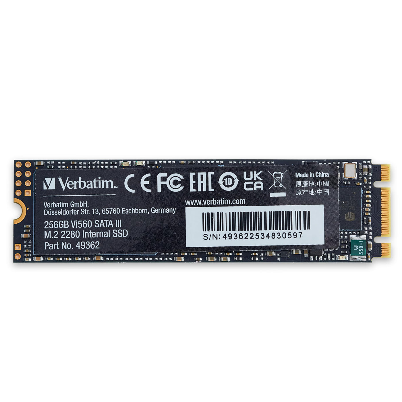 Verbatim Vi560 S3 SSD, internes SSD-Laufwerk mit 256 GB Datenspeicher, Solid State Drive mit SATA III M.2 2280 und 3D-NAND-Technologie, schwarz, ideal für Notebook und Ultrabook