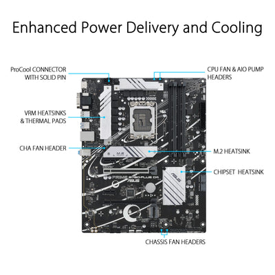 ASUS PRIME B760-PLUS D4 Gaming Mainboard Sockel Intel LGA 1700 (Intel B760, ATX, DDR4 Speicher, PCIe 5.0, 3x PCIe 4.0 M.2, Thunderbolt 4, Aura Sync)