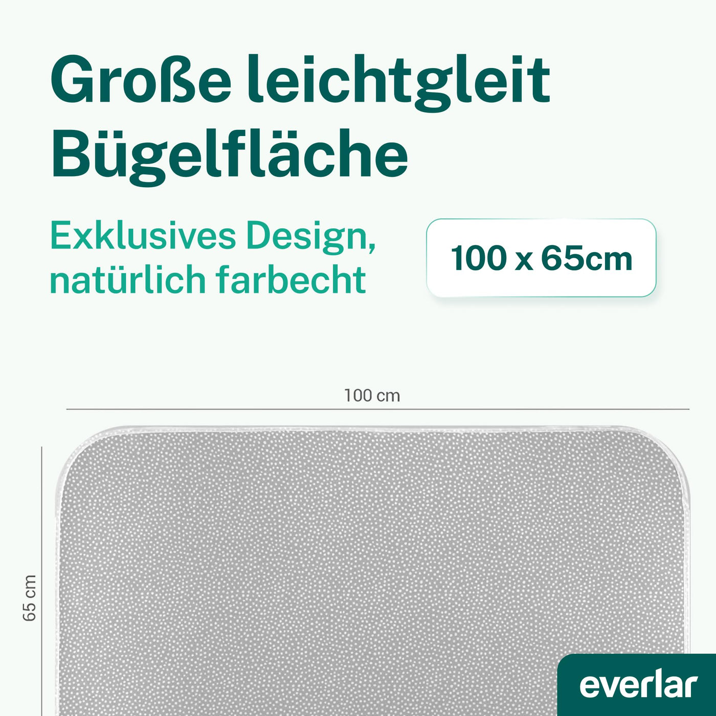 everlar® Bügeldecke I Qualität Made in Germany I Tisch Bügelmatte zum bequemen Bügeln zu Hause & unterwegs I 100 x 65cm I Bügelunterlage I Hitzebeständig I Obermaterial 100% Baumwolle