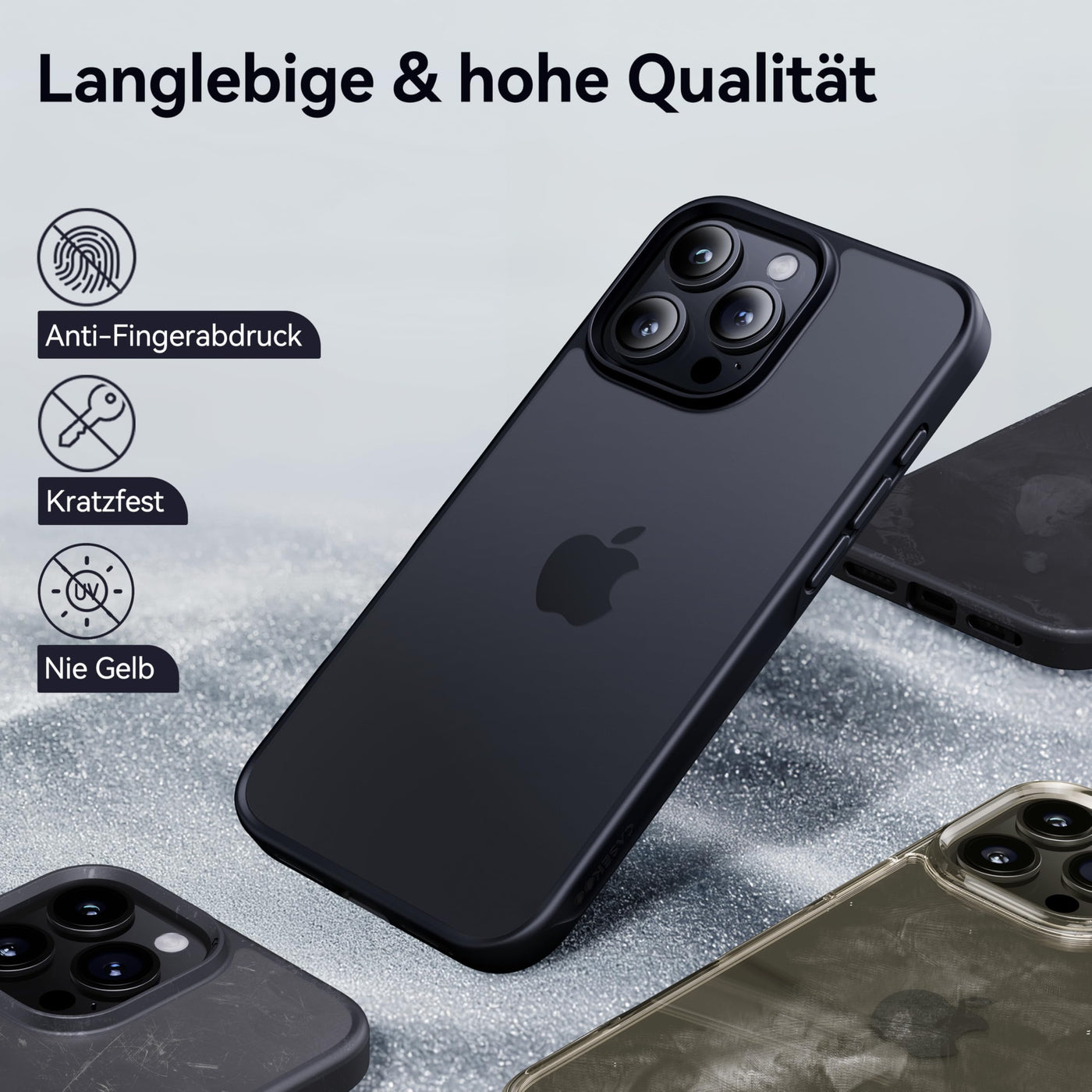 CASEKOO Matt Power für iPhone 16 Pro Hülle [TOP Militärschutz] Stoßfeste Kratzfeste Schutzhülle (Anti-Fingerabdruck) Dünne Griffige Mattierte Handyhülle iPhone 16 Pro Case Slim, Edel Schwarz