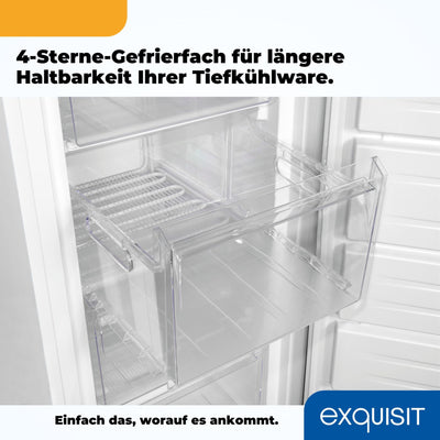 Exquisit Gefrierschrank, Tiefkühlschrank Groß 168 L Volumen, 4* Gefrieren, Türanschlag wechselbar, Gefrierschrank Gross 55cm Breite, GS5230-H-040D weiss