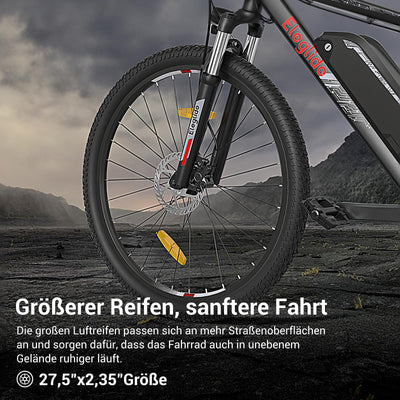 Eleglide M2 E Bike Herren Damen mit 36V 15Ah Abnehmbarer Akku, 27,5/29 Zoll Offroad E Mountainbike, Elektrofahrrad Pedelec mit APP, 24 Gänge Schaltung, Reichweite bis zu 125 KM (27,5 Zoll)