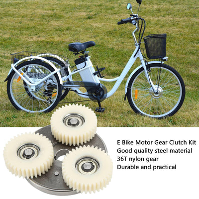 E-Bike-Motor-Getriebe-Kupplungs-Set, 36 Zähne, Nylon-Zahnrad mit Lager und 88 Mm Kupplung für Elektrofahrrad 500 W–750 W, 6 Zähne E-Bike-Radnabenmotor, Planetengetriebe