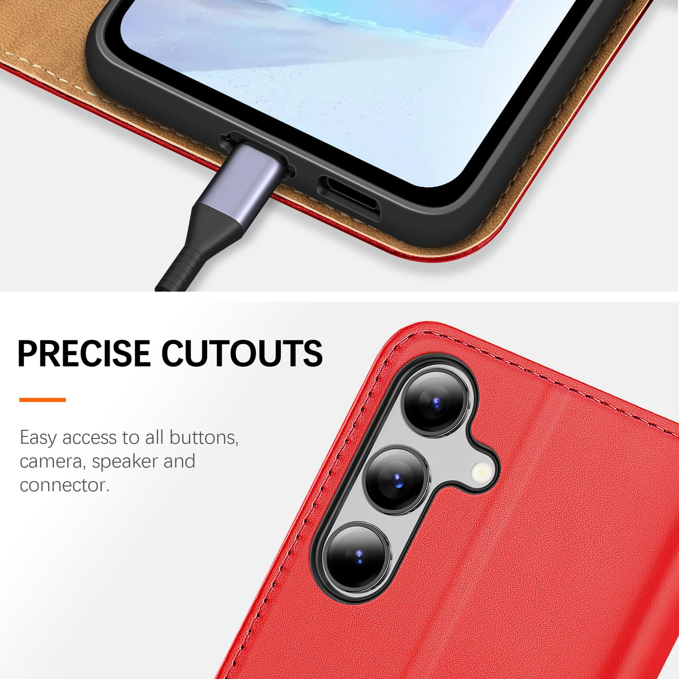 HOOMIL MagFlip Handyhülle für Samsung Galaxy A55 5G Hülle, [Erstklassige Handwerk] Premium Leder Tasche Klappbar Case Schutzhülle - Rot